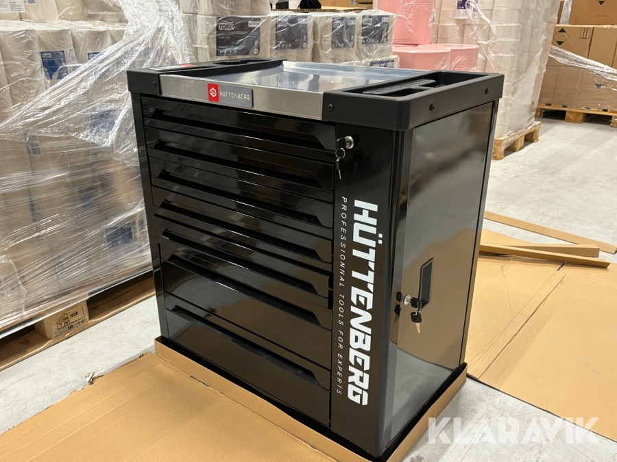 Stor verkstadsvagn 7 lådor inkl verktyg Hüttenberg