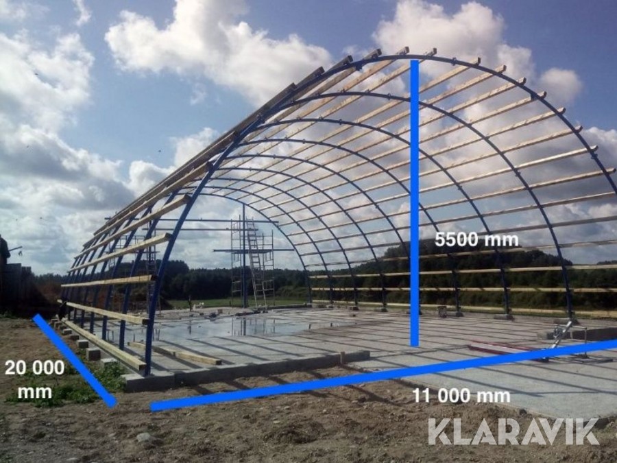 Stålstomme till rundbågehall