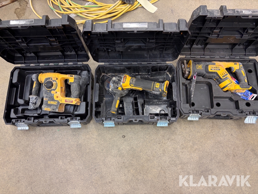 Borrhammare 1 st, Tigersåg 1 st, Vinkelslip 1 st Dewalt 