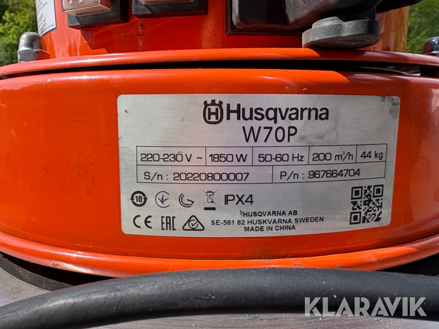 Våtsug Husqvarna W70P, Jönköping, Klaravik auktioner