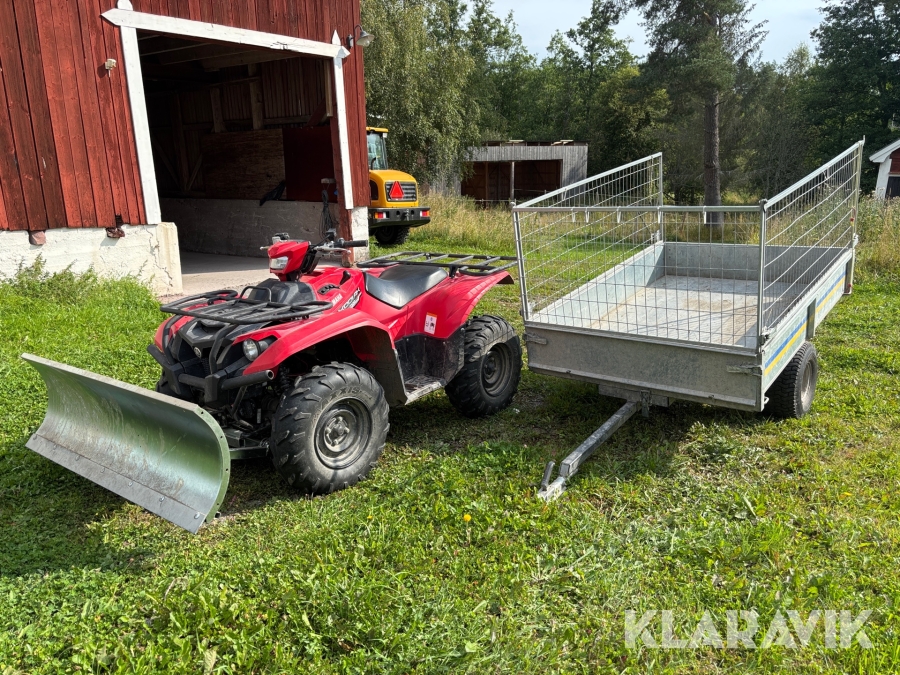 Fyrhjuling Yamaha Kodiak 700 Eps och släpvagn med ny grindsats