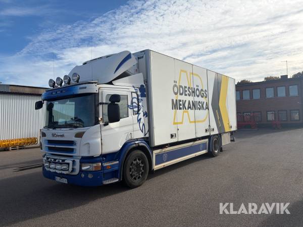 Lastbil Scania P280 med bakgavellyft, öppningsbar sida