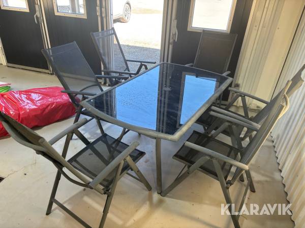 Trädgårdsmöbler 6st stolar med bord och dynor