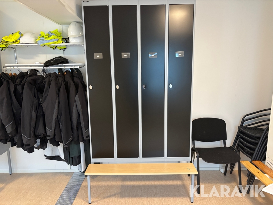 Skåp till omklädningsrum, 4-dörrars Tunnplåt gävle