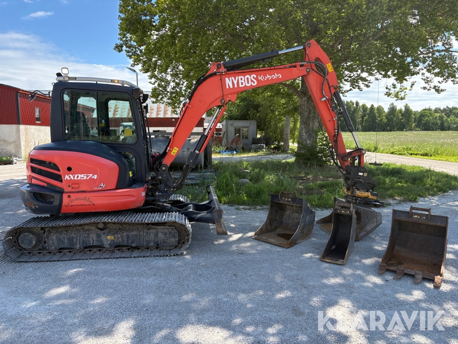 Grävmaskin Kubota KX057-4 med tiltrotator, grip & skopor
