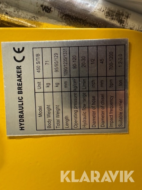 Hydraulhammare Henima 450 S30 m/garanti (Ny)