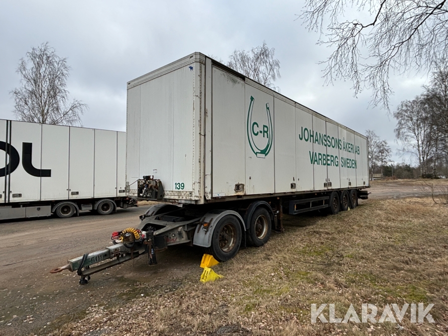 Skåptrailer Schmitz Cargobull SKO 24 med öppningsbar sida & dolly