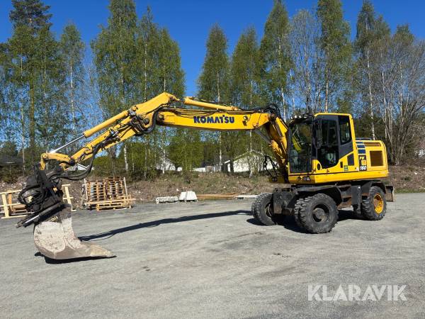 Grävmaskin Komatsu PW160 med tiltrotator och redskap