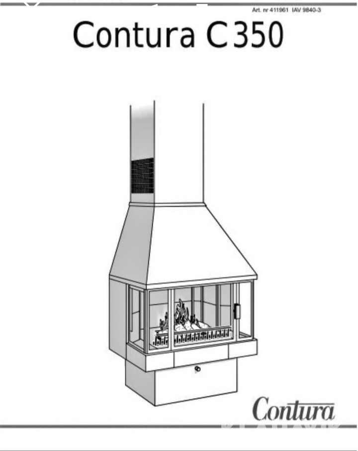 Braskamin Contura , Premodul. C 350 komplett med Premodul skorsten.