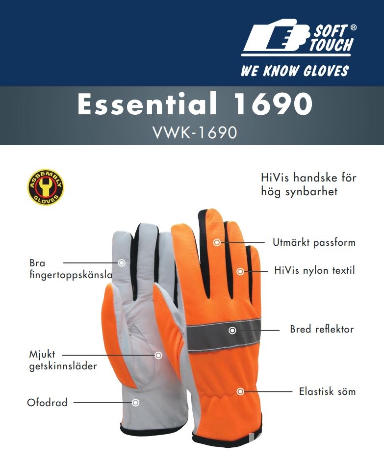 Vägarbetshandske orange 120 par Soft Touch ® Essential