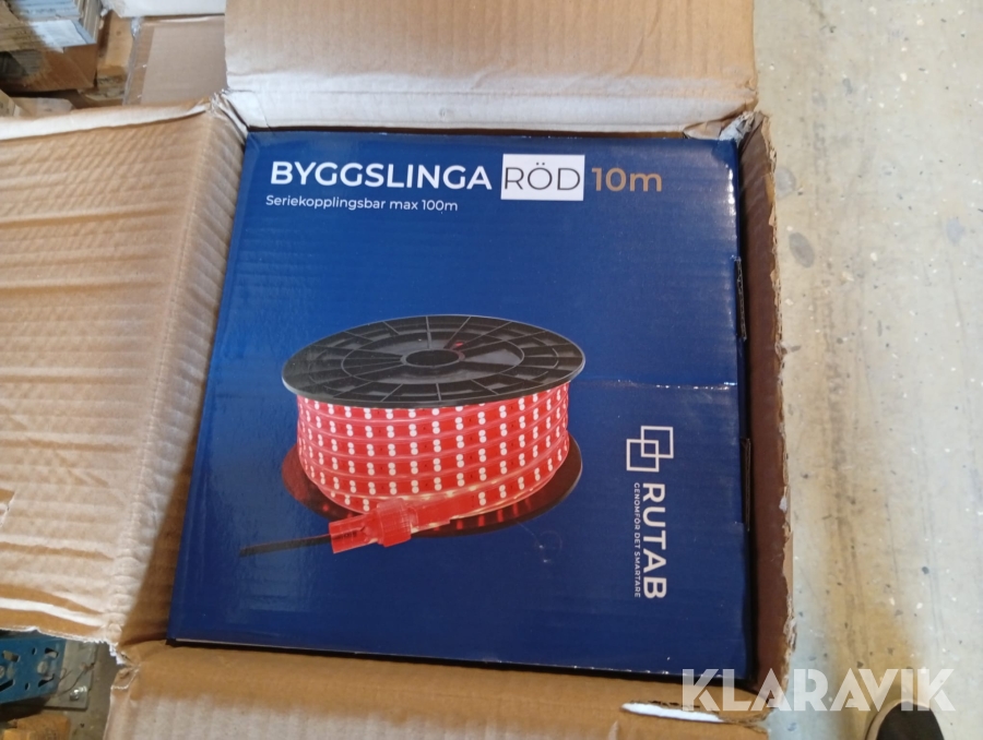 Parti Byggslinga LED Rutab Röd 10m 5