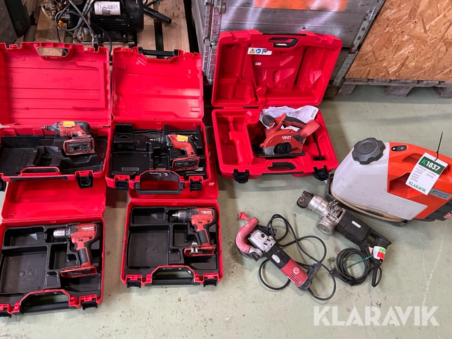 Paket blandade verktyg 8st Hilti, Husqvarna, Flex