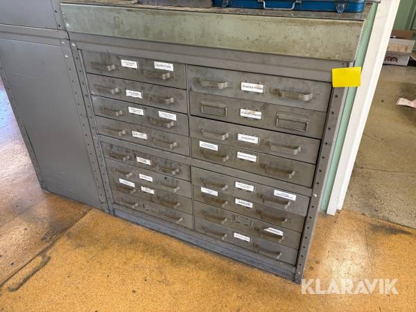 Förvaringsskåp med koniska pinnar, huggpipor, segersäkringar