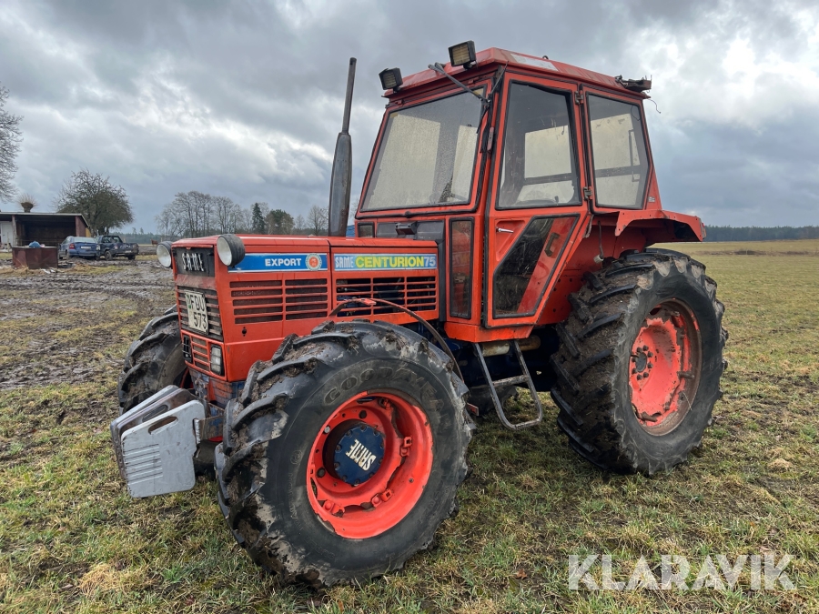 Traktor Same Centurion 75 med harv, dubbelmontage & gafflar