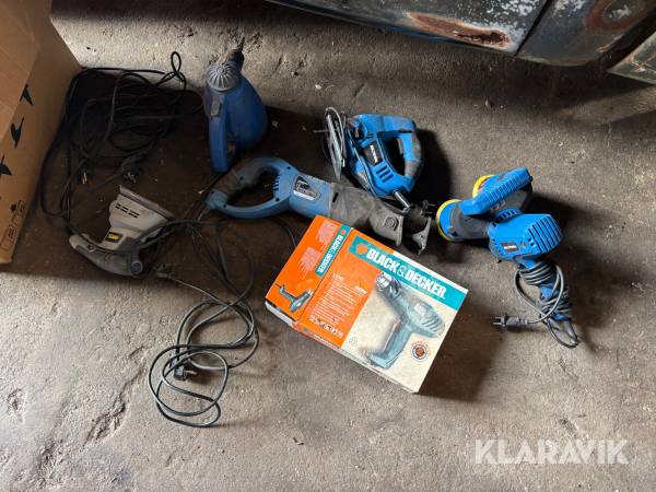 6st handverktyg Black & Decker / Biltema Polermaskin / Tigersåg / Sticksåg / Slipmaskin / Värmepistol