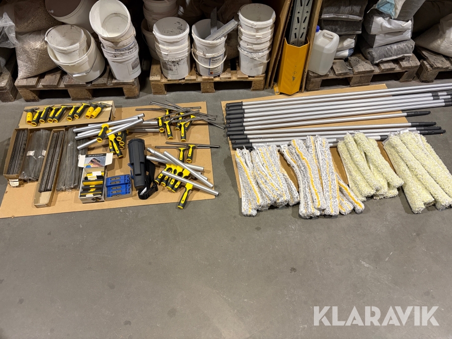 Fönsterputs-kit Vermop skrapor, skaft, trasor