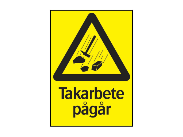 Varningsskyltar Systemtext Takarbete pågår, 210 × 297 mm, 24 st