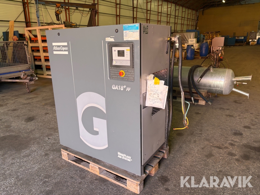 Kompressor Atlas Copco GA18+FF med 500 liter trycktank