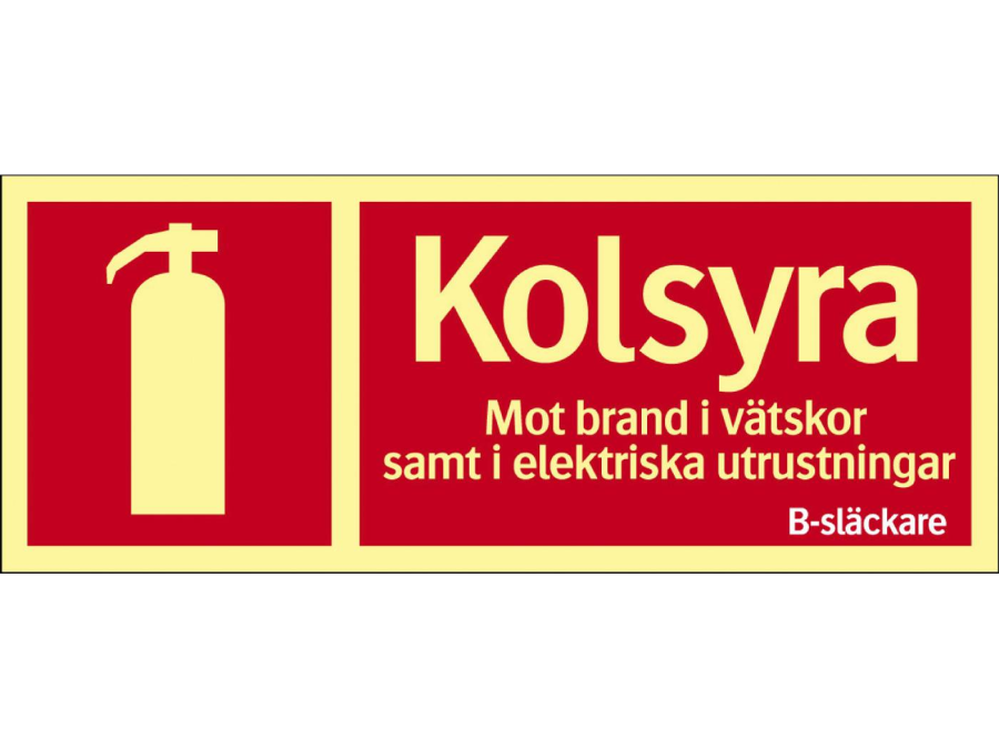 Brandskyltar Systemtext Kolsyra, 250 × 100 mm, 20 st