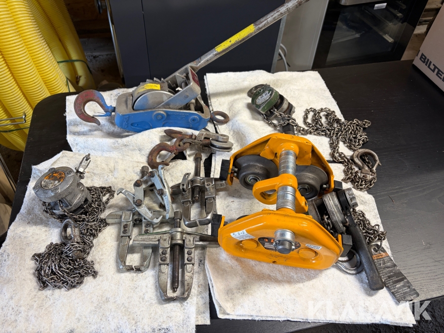 Spakblock, kättingblock, balkvagn & avdragare