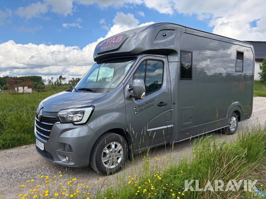 Hästlastbil Renault Master Chassi 3.5t 2.3 dCi Quickshift 180 hk B-kort/5-Sits/2 st hästplatser/ ALFAB påbyggnad