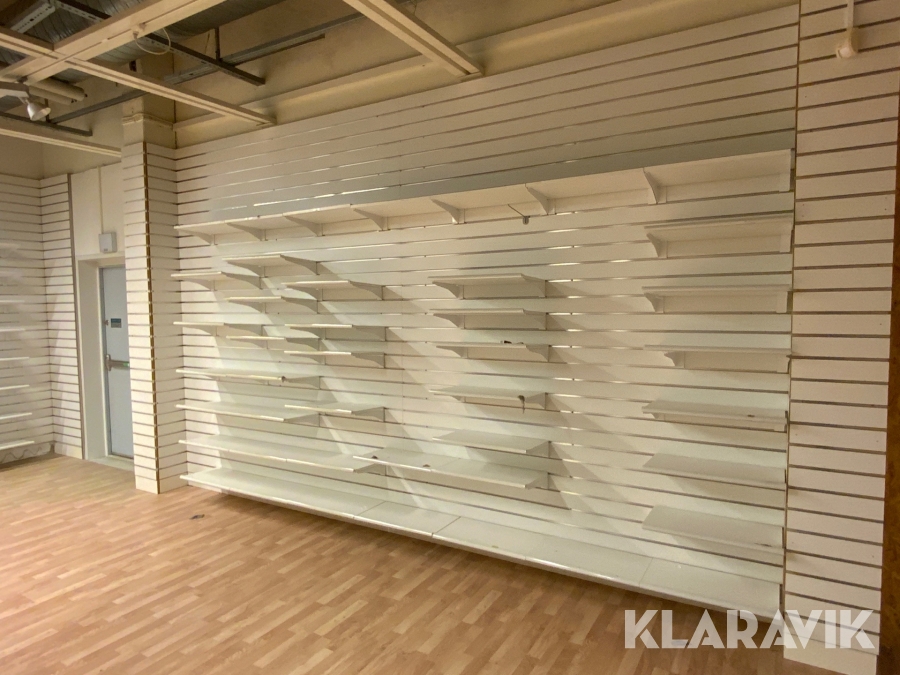 Butiksinredning spårpanel för vägg med hyllor