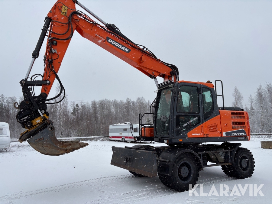 Hjulgrävare Doosan DX170W-5 med tiltrotator och redskap