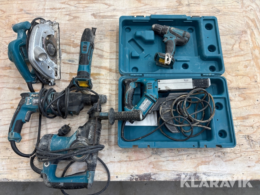 Verktygspaket Makita Skruvautomat, cirkelsåg, skruvdragare, multiverktyg, borrhammare, slagborrmaskin.