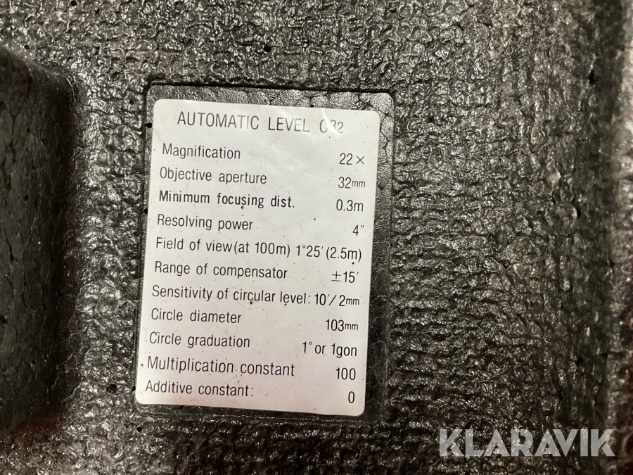 Avvägningsinstrument Sokkia C3, Umeå, Klaravik auktioner