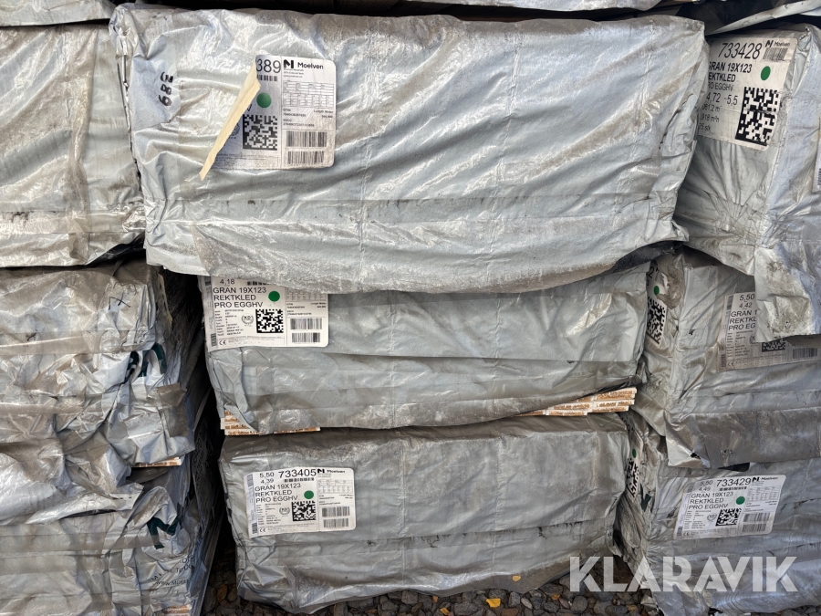 Finsågad Ytterpanel Moelven Gran 19x123 Pro Egghv 286m2 675st 2924Lpm