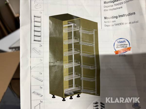 Skafferiinredning Kesseböhmer Arena Classic 600/1700mm 1st låda