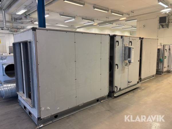 Stort parti ventilationsaggregat Fläktwoods EQGB / EUGA 10 delar Styrskåp/Frekvensomvandlare/ trummor