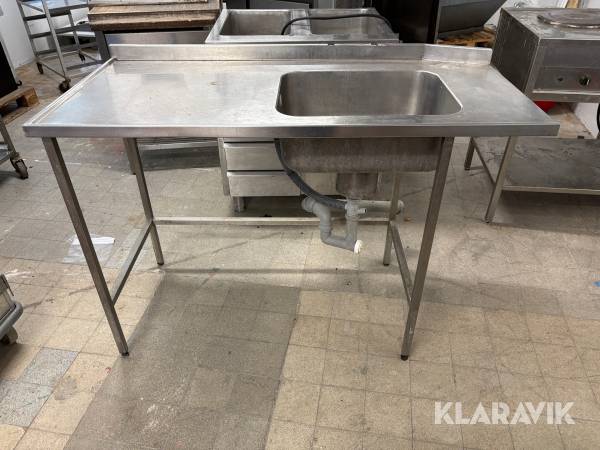Rostfri bänk med diskho