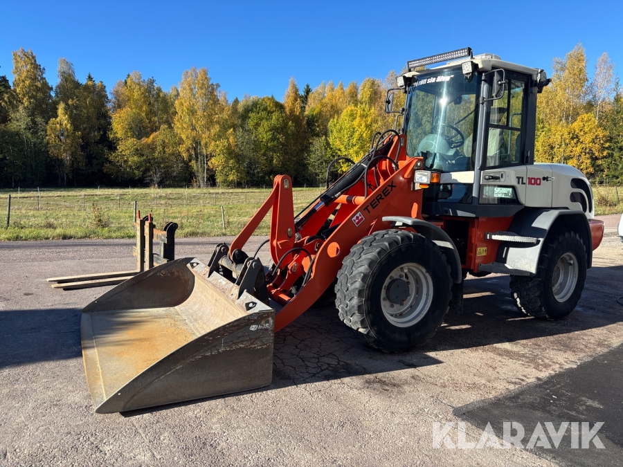Hjullastare Terex TL100 med skopa & gafflar