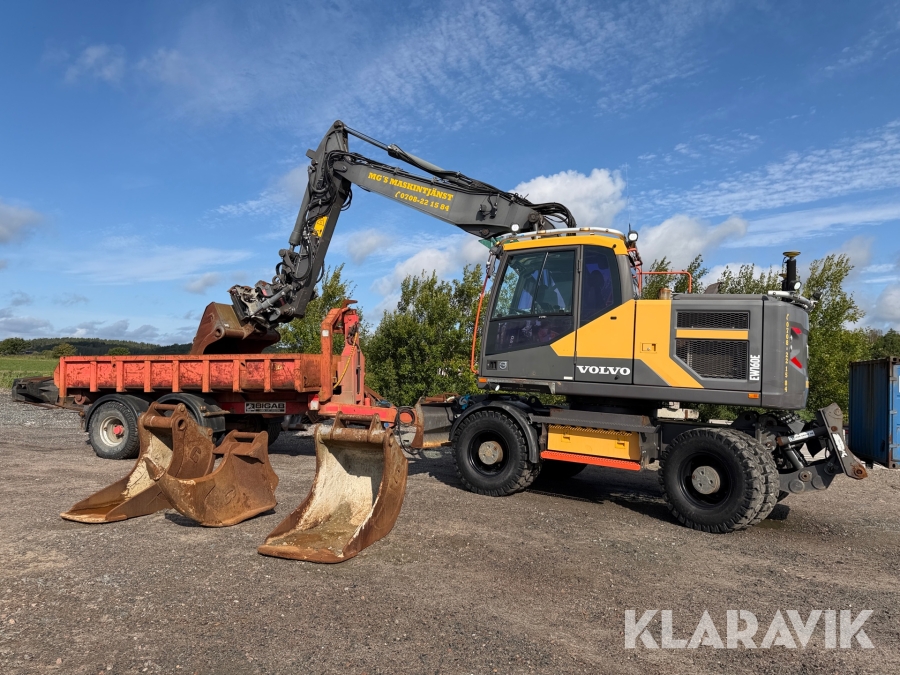 Grävmaskin Volvo EW160E med LVX kärra, rotator m grip & 4 redskap
