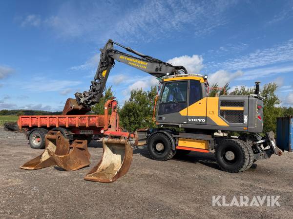 Grävmaskin Volvo EW160E med LVX kärra, rotator m grip & 4 redskap