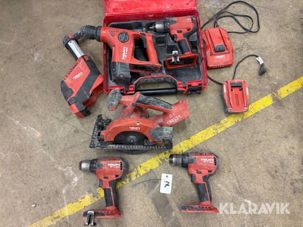 Borrhammare 1 st, Cirkelsåg 1 st, Skruvdragare 3 st, Dammsugare 1 st Hilti 