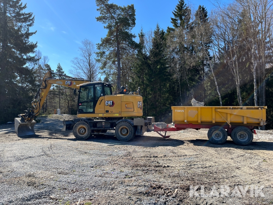 Grävmaskin CAT 317F med redskap, maskinkärra, GPS