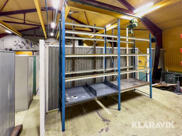 Pallställage med utdragbara hyllplan, 20 pallplatser