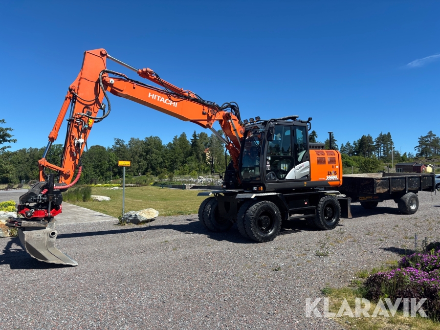 Grävmaskin Hitachi ZX140W-6 med GPS tiltrotator och kärra