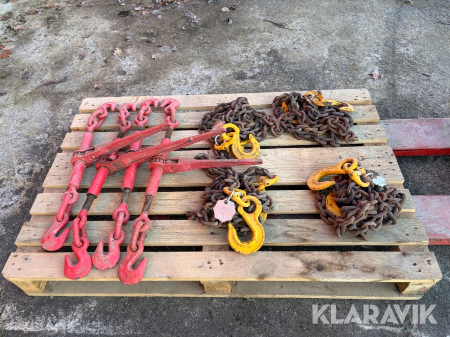 Kedjor och spännare 3,5 m 12,5 ton 10 mm 4 st