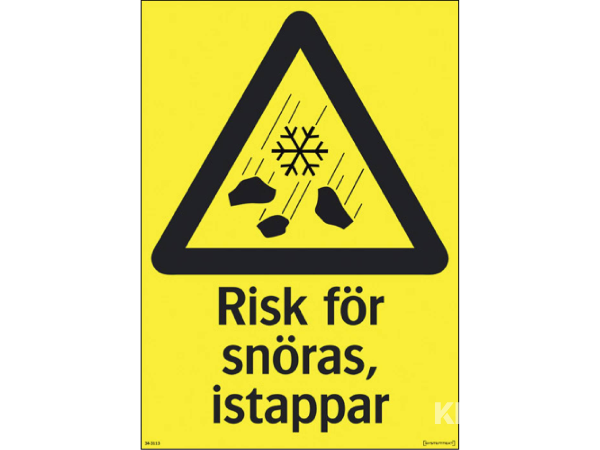 Varningsskyltar Systemtext risk för snöras och istappar, 210 × 297 mm, 24 st