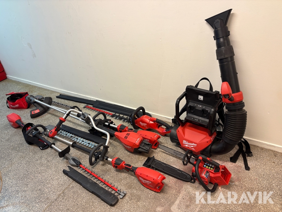Paket med trädgårdsmaskiner Milwaukee 7 st