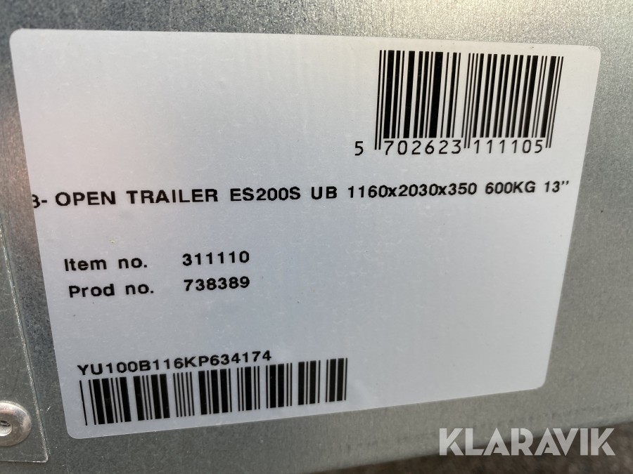 Personbilssläp Brenderup ES200