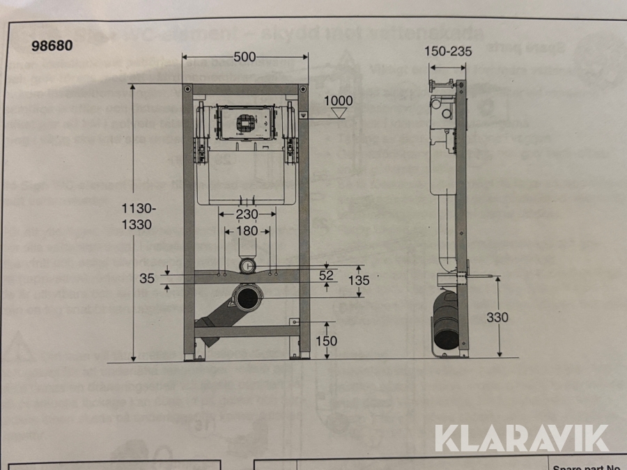 WC-fixtur, inbyggnads Ifö Sign 98680