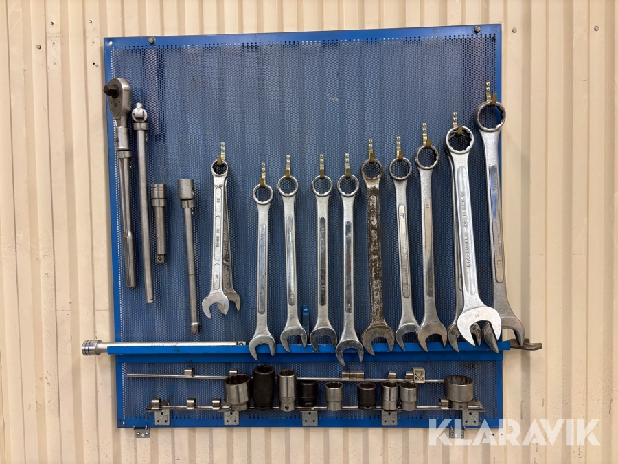 Parti med blocknycklar, spärrskaft och hylsor