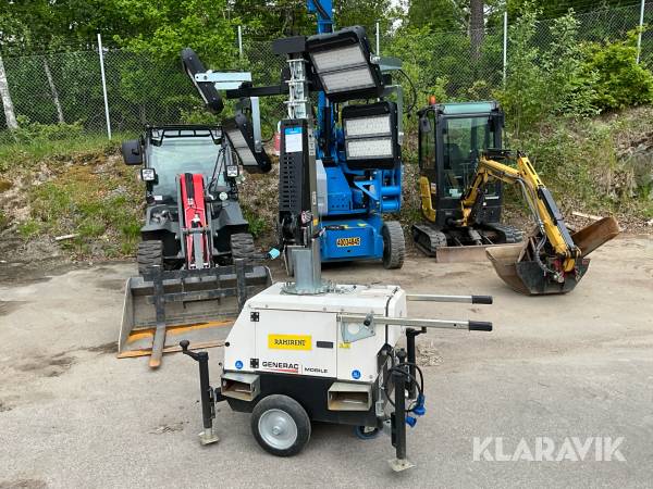 Belysningsmast teleskop 7meter på hjul LED Generac Link T4