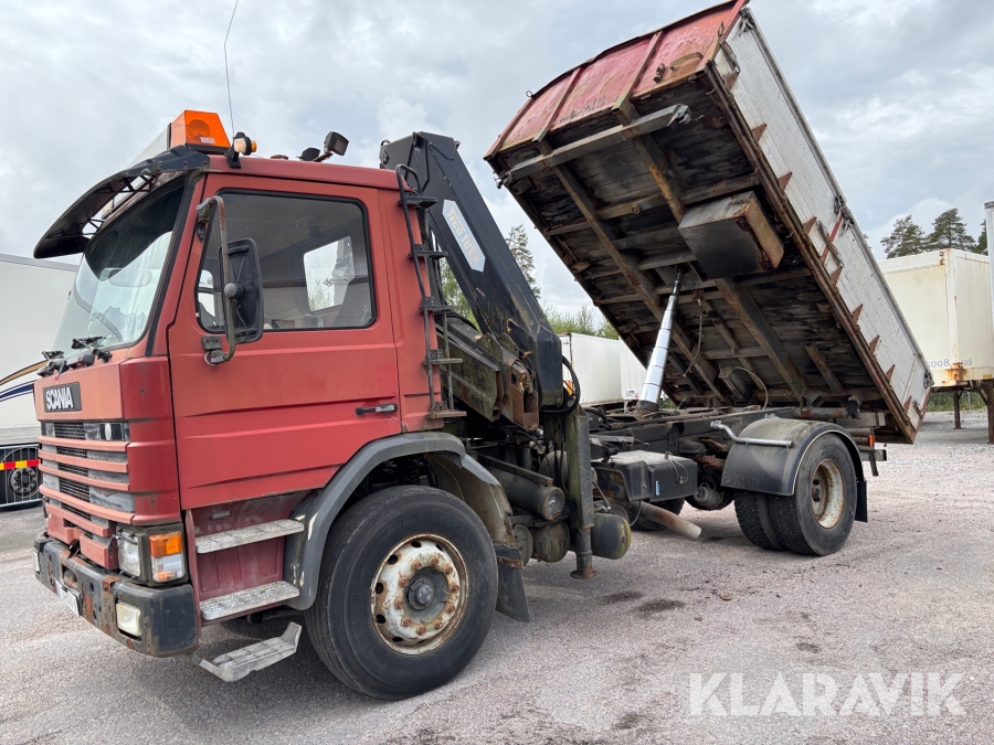 Kranbil Scania P 92  H4X2 LS42 tippbil med kran