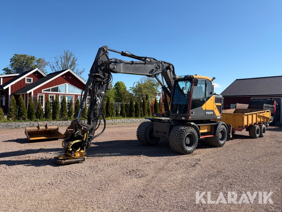 Hjulgrävare Volvo EWR150E med gps/grävsystem, vagn och redskap.