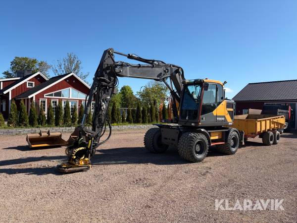 Hjulgrävare Volvo EWR150E med gps/grävsystem, vagn och redskap.